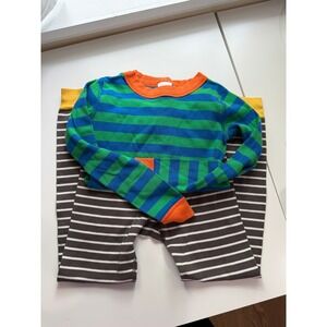 Hanna Andersson Pajama Set 120cm/6-7 Multi Color Striped Organic Cotton Mismatch